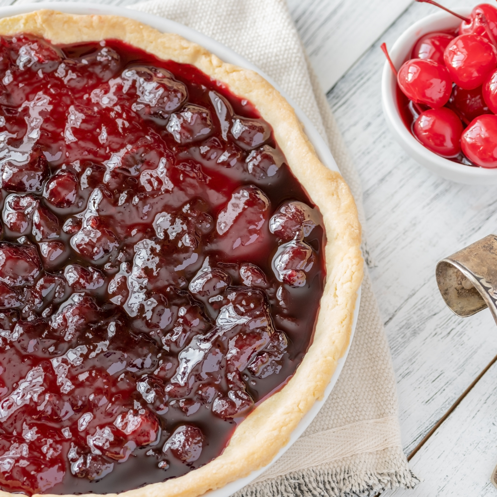 Tarte délicieuse confectionné avec des cerises Griotte de Montmorency fraîchement cueillies